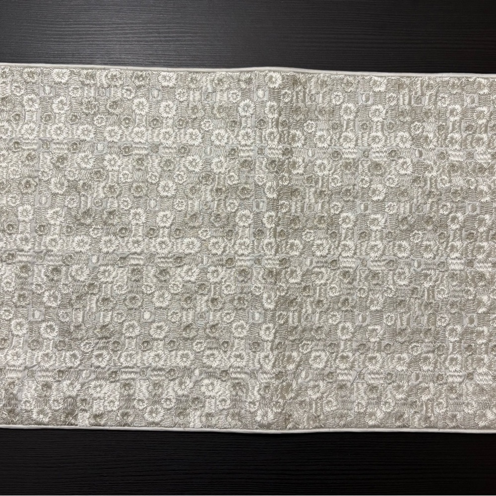 Silver & White Embroidered Decorative Pillow Cover